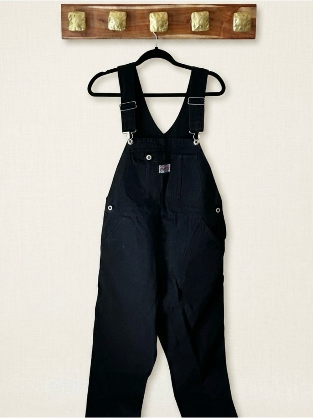 BNWT Vintage Ikeda Black Overalls Size Large 100% Cotton Made in Canada